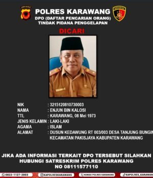 Porles Karawang Tetapkan Tersangka Daftar Pencarian Orang ( DPO ),Kades Enjun Penggelapan Lahan.