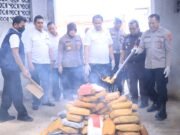 Direktorat Reserse Narkoba Polda Lampung Musnahkan Barang Bukti Narkotika Senilai Rp 10,7 Miliar.