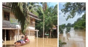 Banjir Hampir Dua Minggu, Menutupi Akses Jalan dan Rumah Warga Desa Sungai Rotan