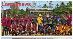 Satgas Yonif 131/Brajasakti Gelar Turnamen Voli Dalam Rangka Memeriahkan HUT TNI ke-80 di Kabupaten Keerom