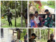 Satgas Yonif 131/Brajasakti Gelar Pelayanan Kesehatan dan Fogging di Perbatasan Papua