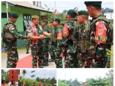 Satgas Pamtas Yonarhanud 1 Kostrad Terima Kunjungan Pangkogasgabpamtaswil Darat XII/Tanjungpura di Pos Kotis Gabma Entikong