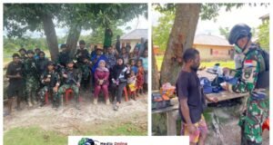 Mempererat Hubungan TNI dan Masyarakat, Satgas Pamtas Kewilayahan RI-PNG Yonif 410/Alugoro Laksanakan Yankes dan Baksos di Kampung Seimeba RK 2