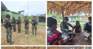 Satgas Pamtas Kewilayahan Yonif 410/Alugoro Pos Jagiro Laksanakan Pelayanan Kesehatan Gratis Pos di Kampung Jagiro
