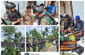 Satgas Pamtas Kewilayahan RI-PNG Yonif 410/Alg Berikan Yankes di Kampung Naikere