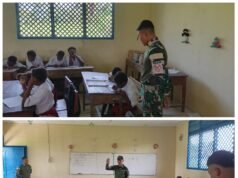 Pos Kimaam Satgas Kewilayahan Yonif 123/Rajawali Gelar Kegiatan GADIK di SD Inpres Distrik Kimaam Merauke