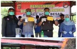 Polres Aceh Besar Musnahkan Barang Bukti Narkoba Hasil Tindak Pidana