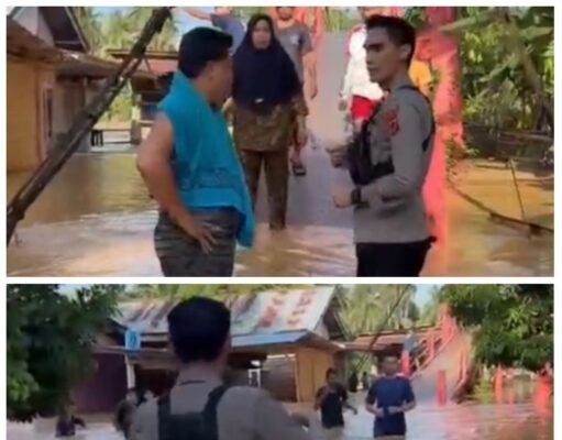 Kapolsek Batin VIII Erik Kurniawan S,H Bersama Jajaran Tinjau KeLokasi Banjir dan Salurkan Bantuan
