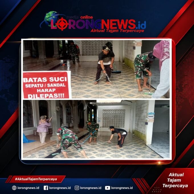 Babinsa Koramil 420-08/Tabir Bersama Warga dan Pemuda Gotong Royong Bersihkan Masjid, Perkuat Kebersamaan di Gading Jaya