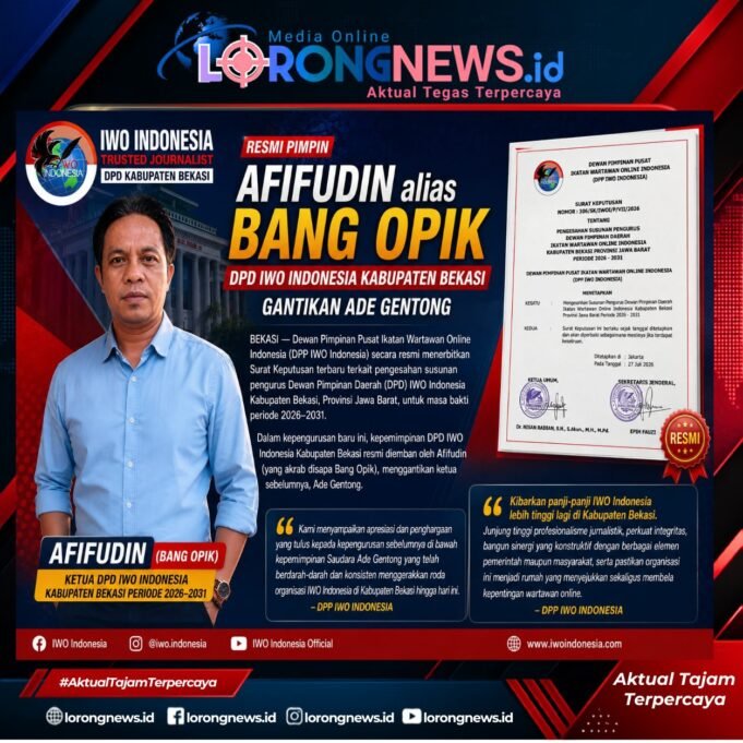 Afifudin alias Bang Opik Resmi Pimpin DPD IWO Indonesia Kabupaten Bekasi Gantikan Ade Gentong