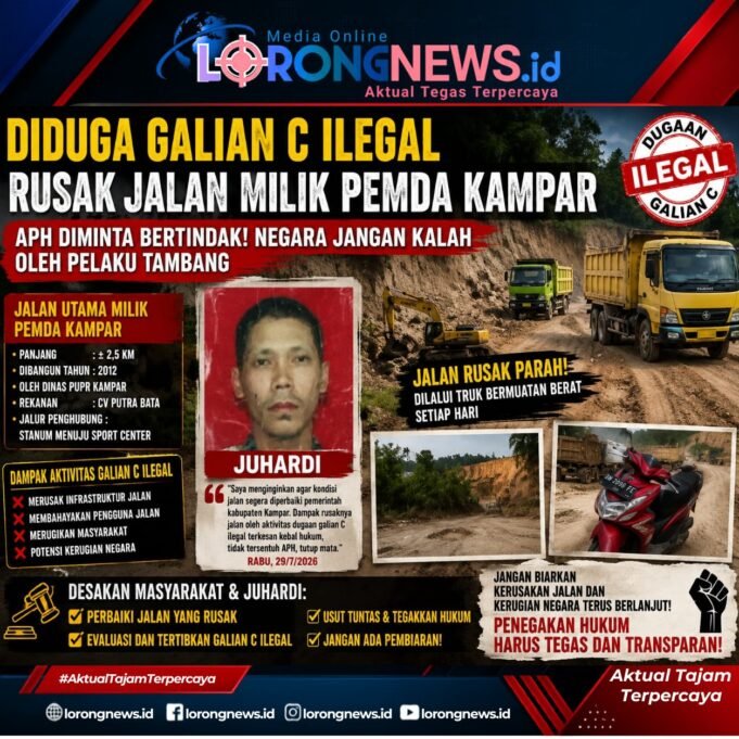 Diduga Galian C Ilegal Hancurkan Jalan Pemda Kampar, Warga Desak APH Bertindak Tegas