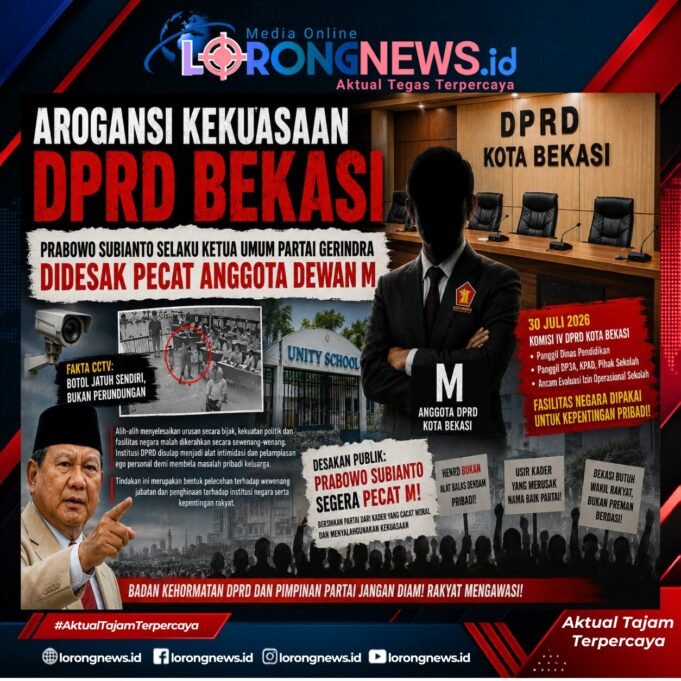 Arogansi Kekuasaan DPRD Kota Bekasi, Prabowo Subianto Selaku Ketua Umum Partai Gerindra Didesak Pecat Anggota Dewan M