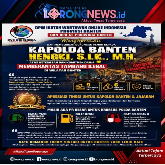 DPW IWOI Banten Apresiasi Kapolda Hengki, Pemberantasan Tambang Ilegal Harus Menyentuh Seluruh Rantai Kejahatan Lingkungan