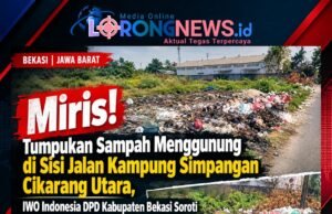 Miris…!!! Tumpukan Sampah Menggunung di Sisi Jalan Simpangan Cikarang Utara, IWO Indonesia Soroti “Bekasi Bersinar”